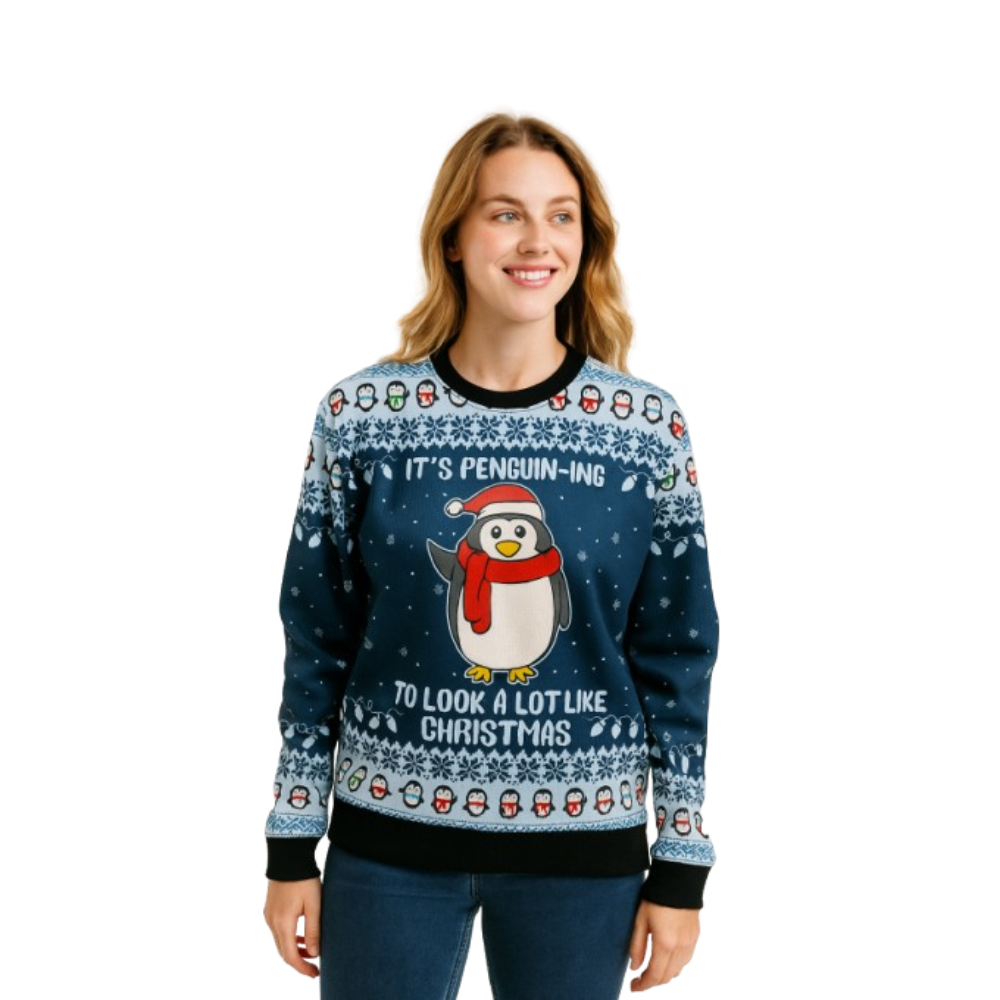 Cute Penguin Sweater with Pom Pom