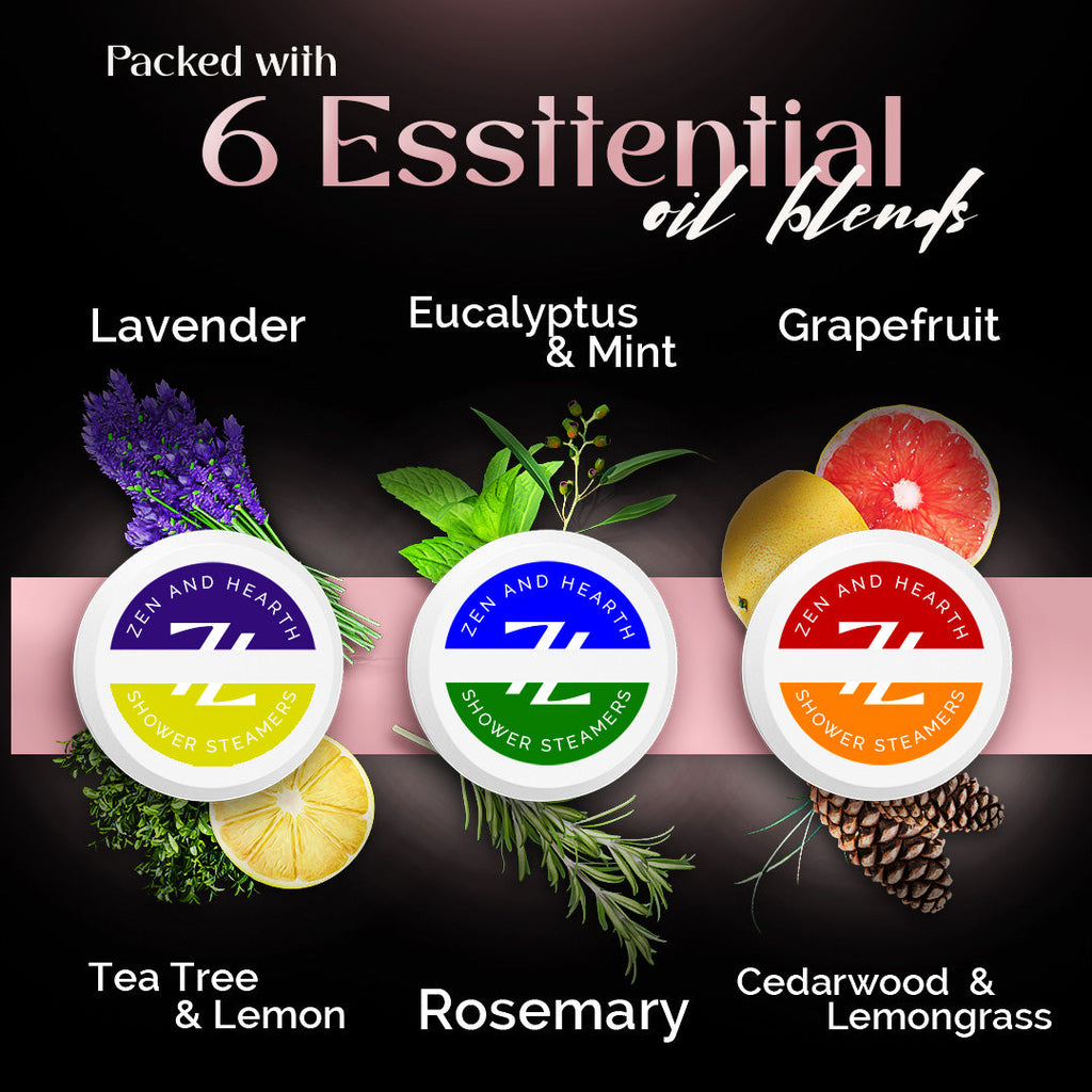 Zen & Hearth Shower Steamers for Women – 6 Pack Gift Set | Natural Aromatherapy Shower Bombs | Self-Care, Relaxation, Stocking Stuffers, Birthday Gifts