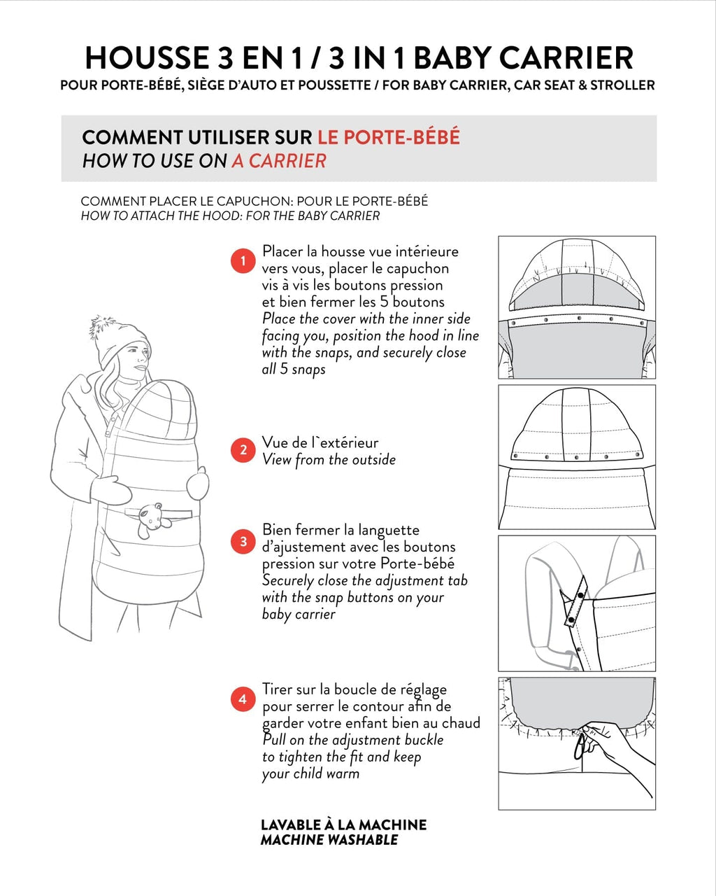 3-In-1 Multifunction Cover For Car Seat, Stroller, And Baby Carrier In Off-White