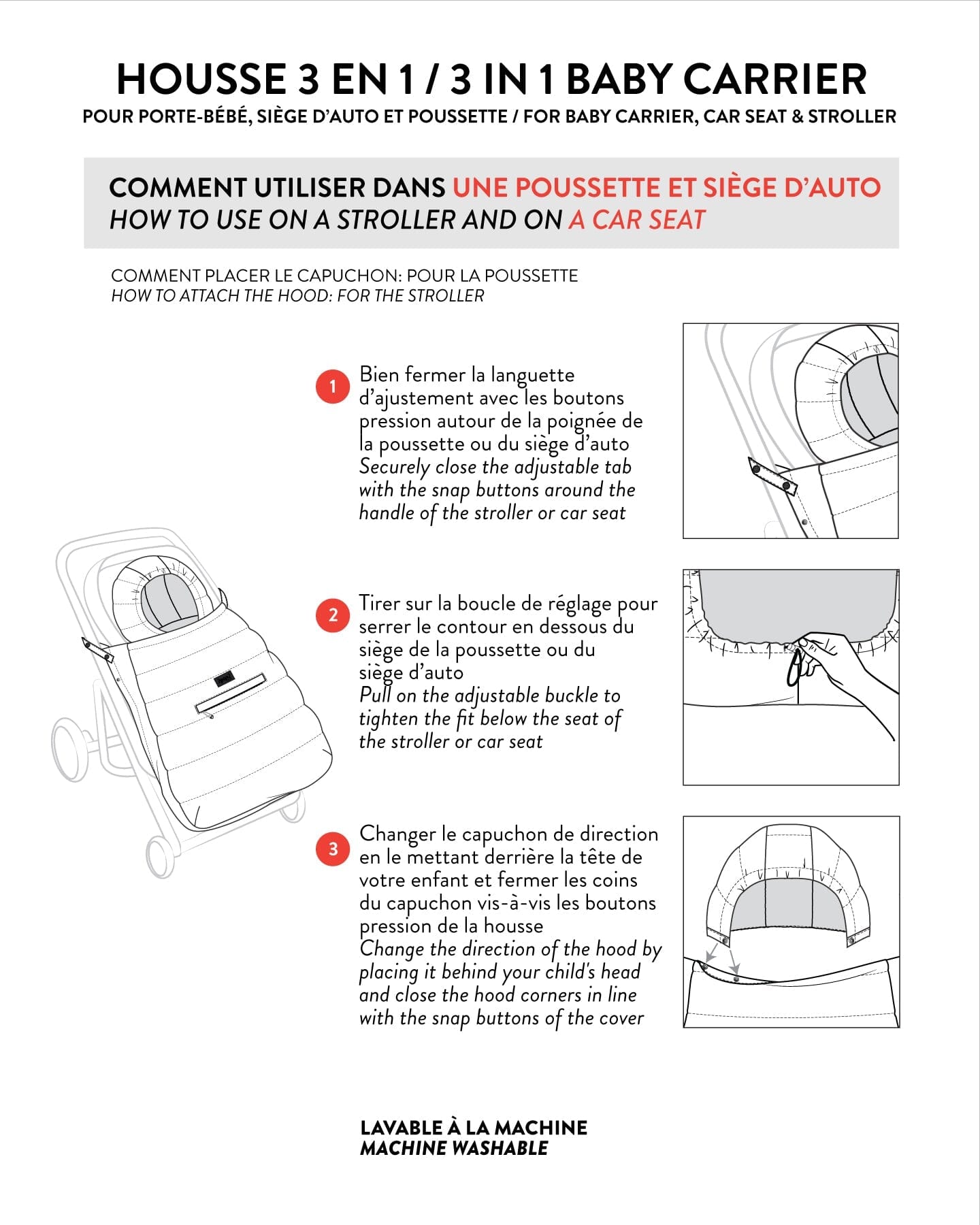 3-In-1 Multifunction Cover For Car Seat, Stroller, And Baby Carrier In Off-White