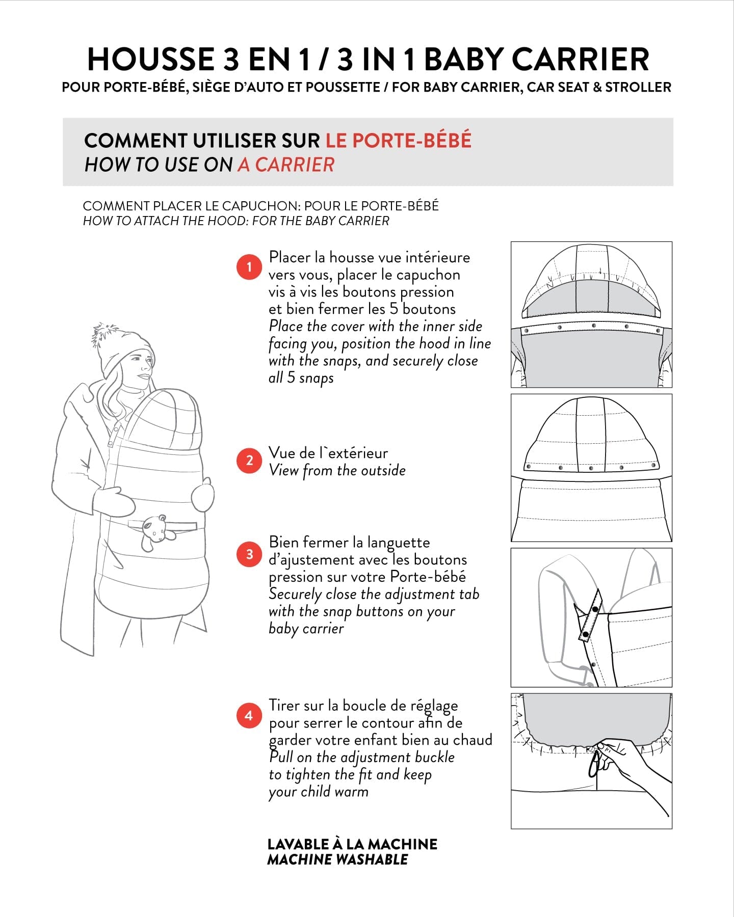 3-In-1 Multifunction Cover For Car Seat, Stroller, And Baby Carrier In Chanterelle