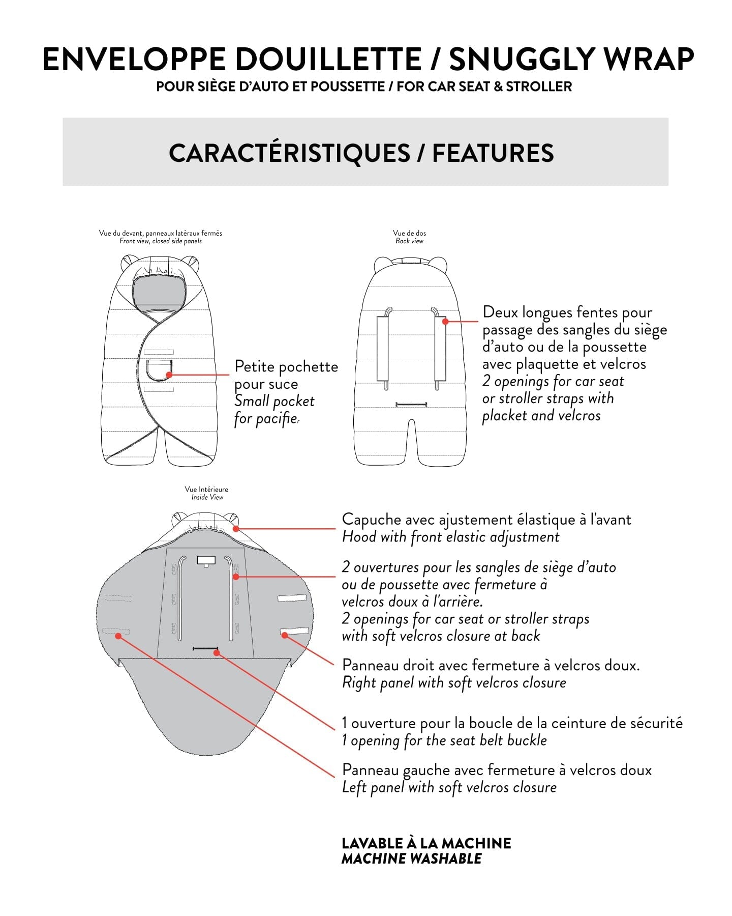 Snugly Baby Wrap Designed For Car Seat And Stroller Off-White