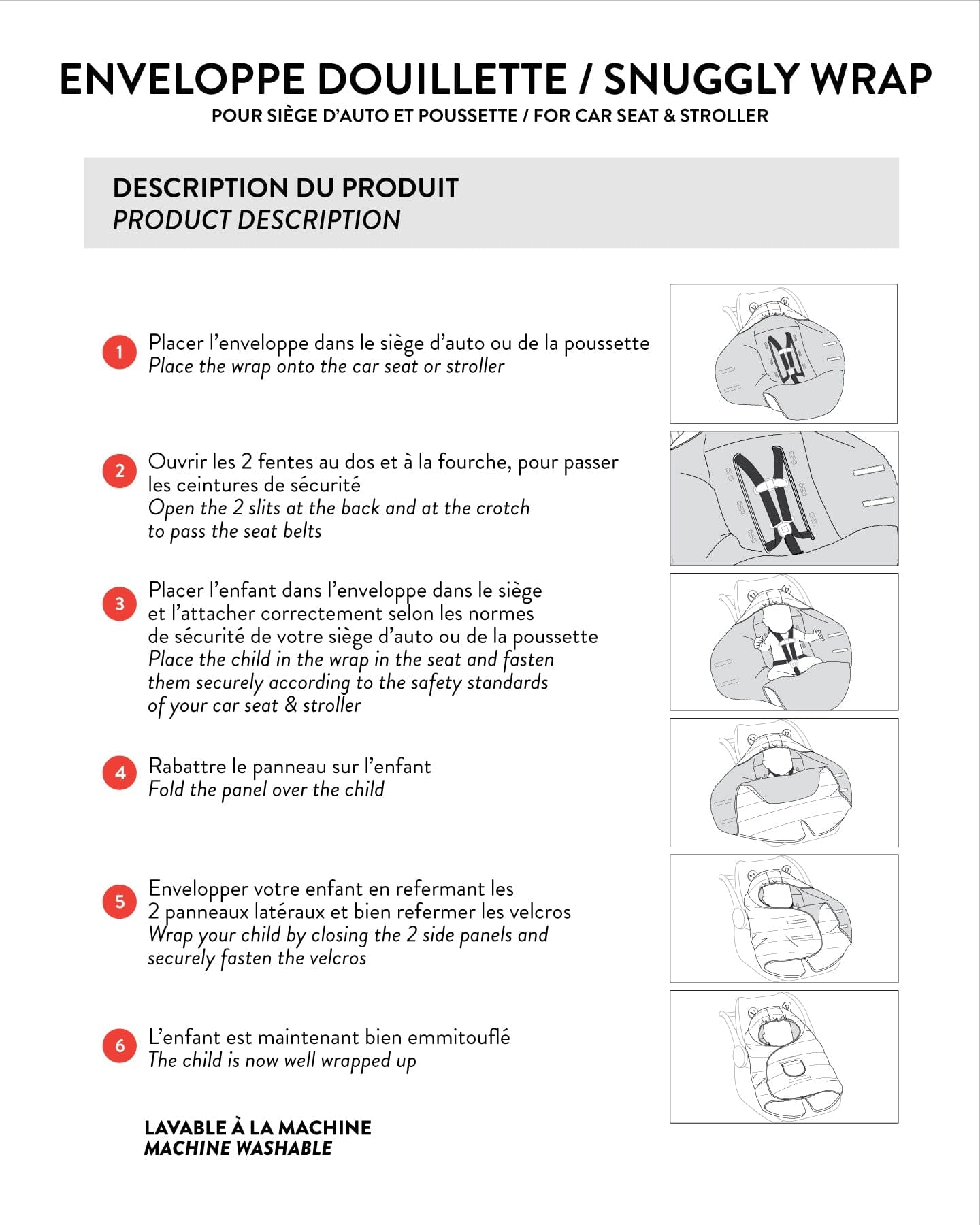 Snugly Baby Wrap Designed For Car Seat And Stroller Off-White