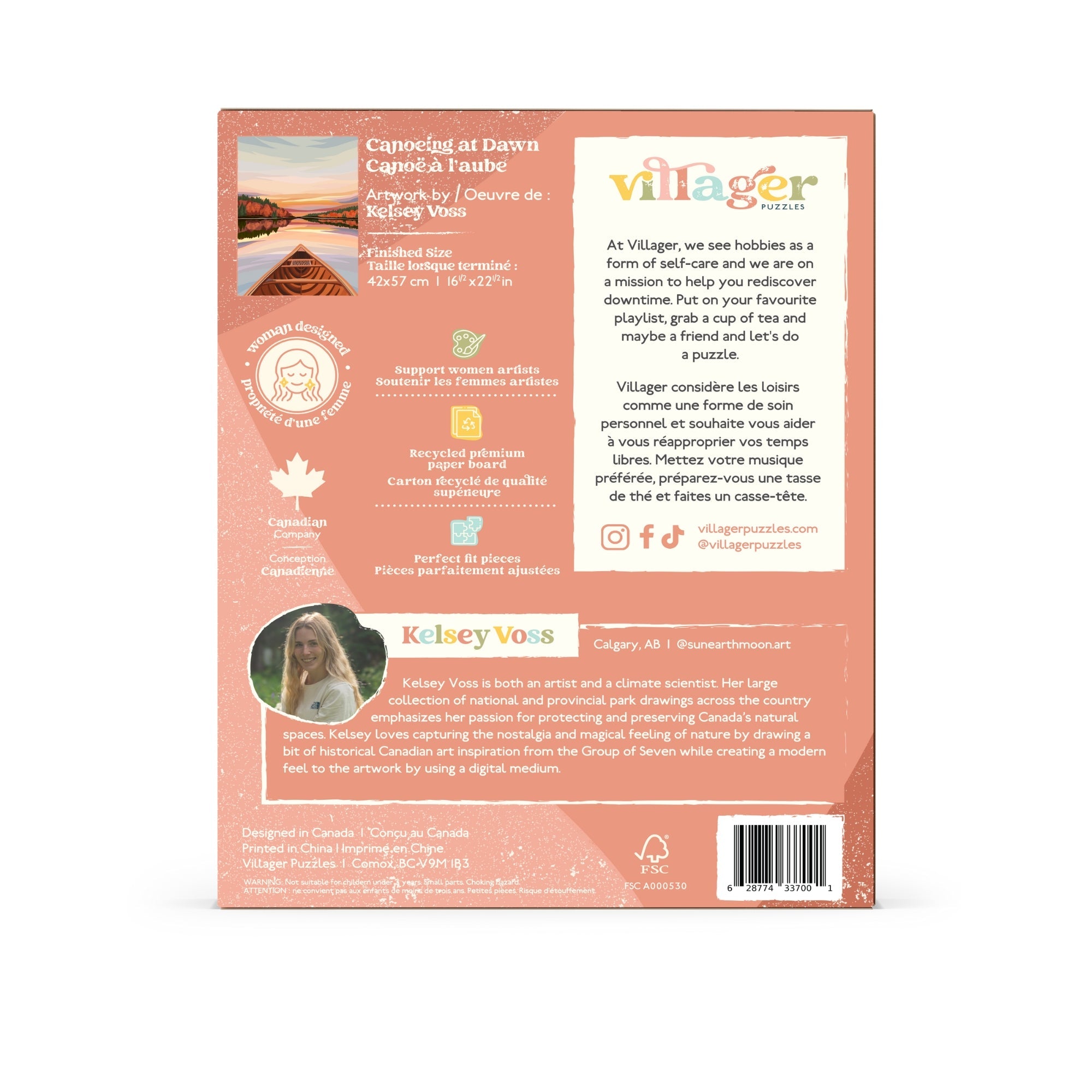 Canoeing at Dawn | 500-Piece Puzzle for Adults | Designed in Canada by Kelsey Voss