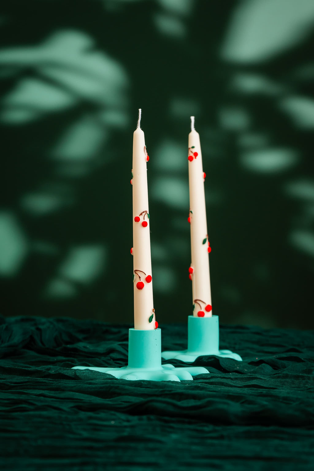 Cherry Taper Candle – Hand-Painted & One of a Kind