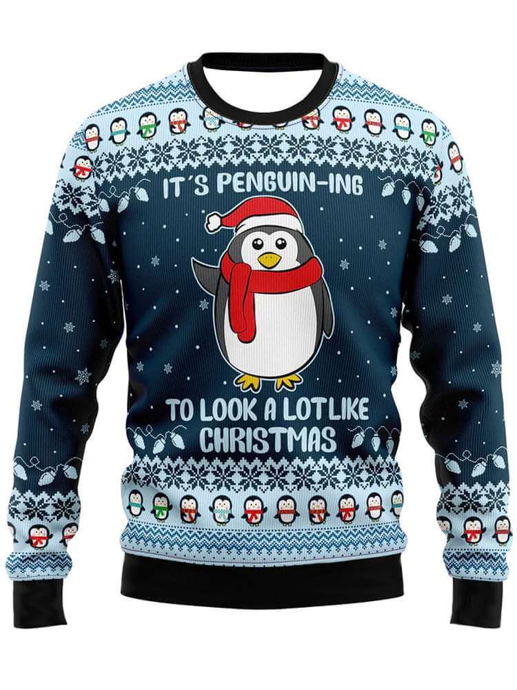 Cute Penguin Sweater with Pom Pom