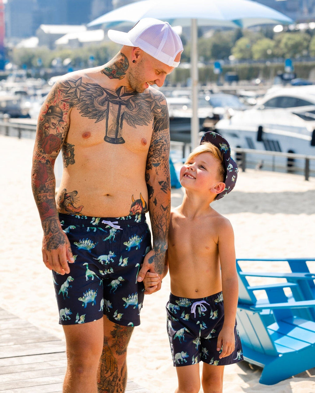 Men's Boardshort Grey Printed Dinosaurs