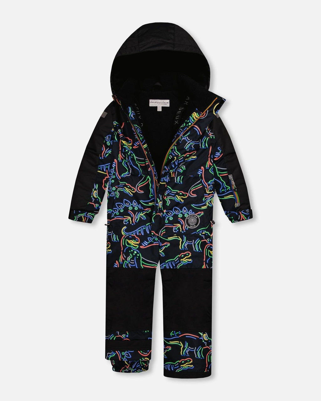 One Piece Snowsuit Black Printed Dinos