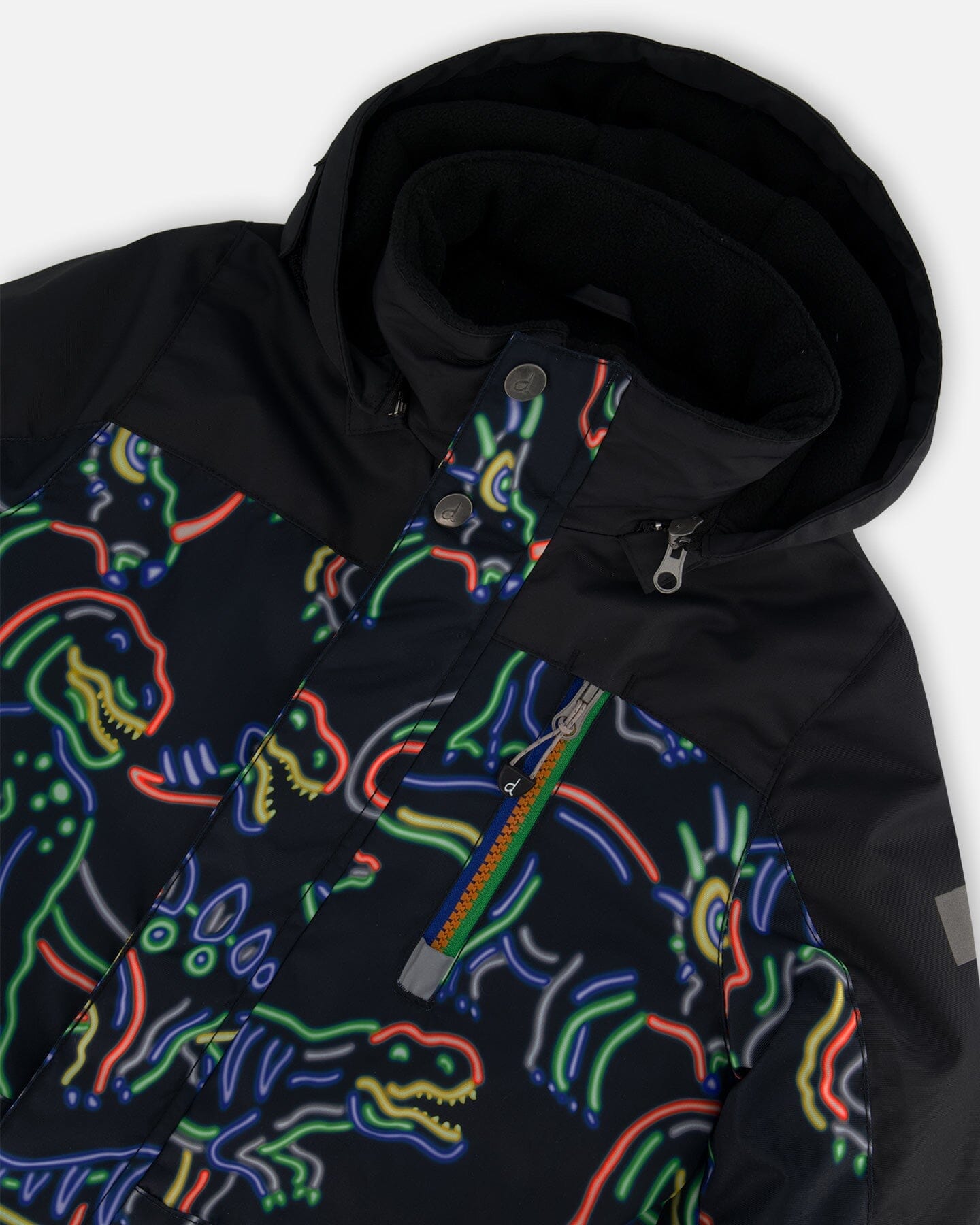 One Piece Snowsuit Black Printed Dinos