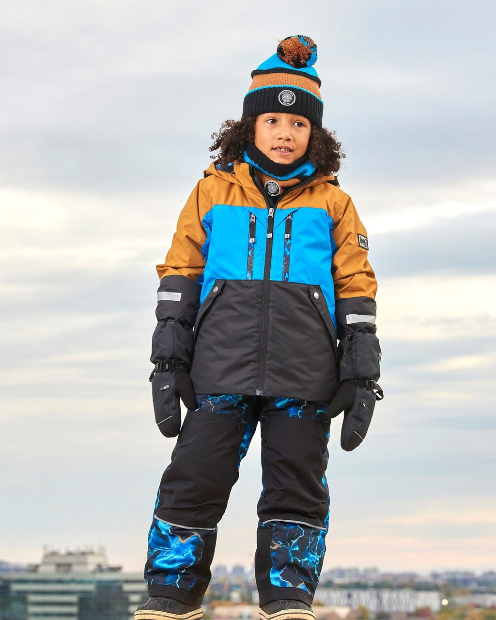 Two Piece TEKNIK Snowsuit Brown, Blue And Black With Printed Storm