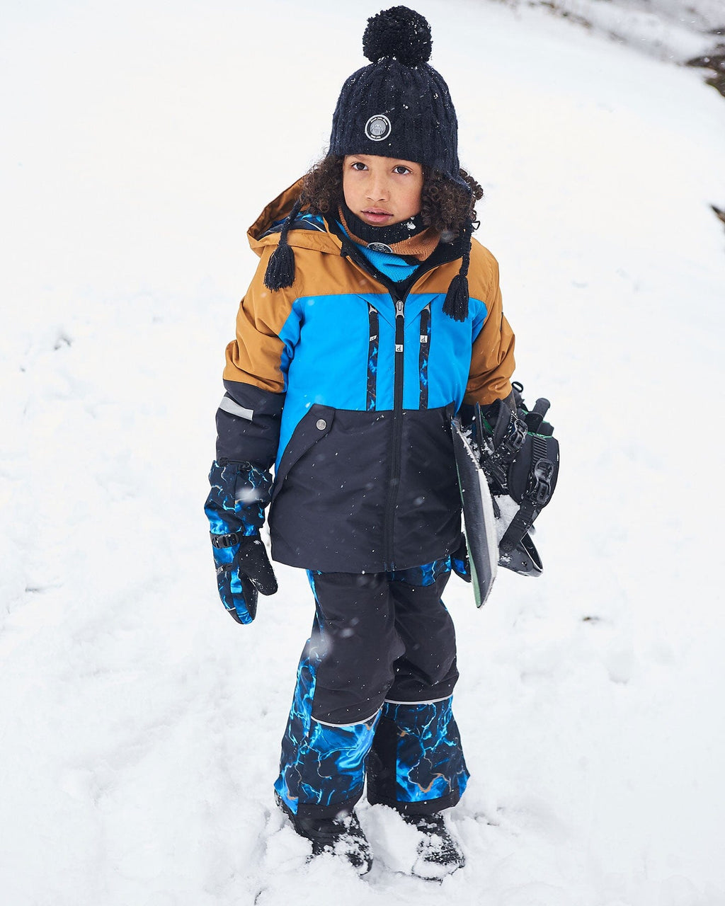Two Piece TEKNIK Snowsuit Brown, Blue And Black With Printed Storm