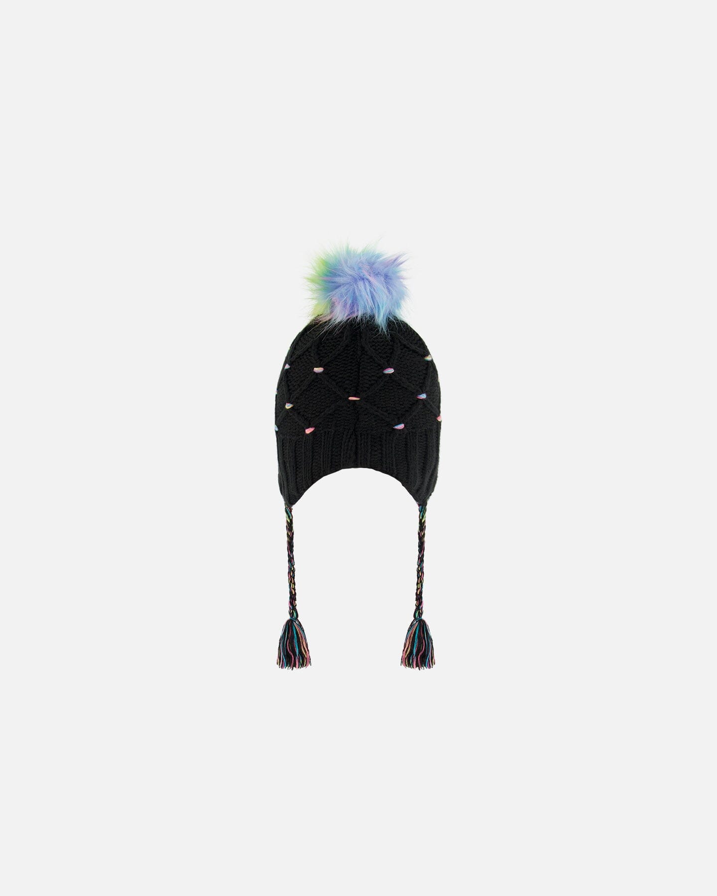 Peruvian Knit Hat Black With Multicolor Dots