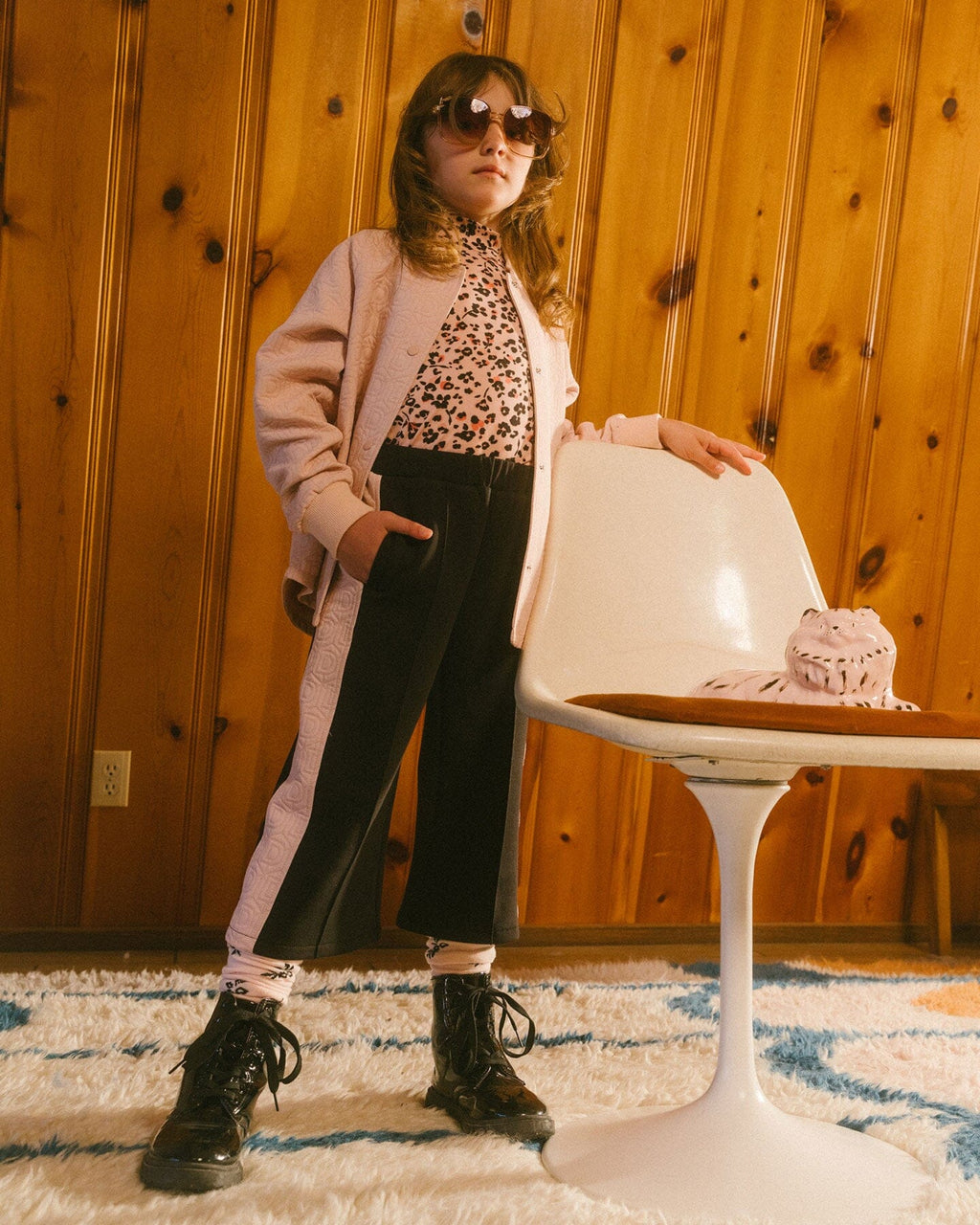 Cropped Wide Leg Pant With Contrast Band Black