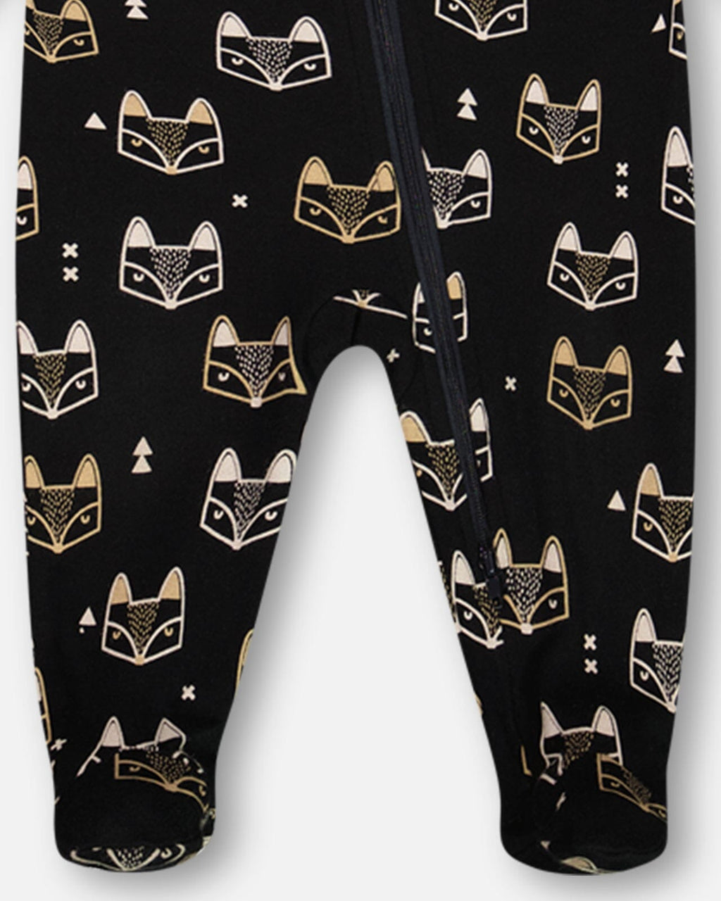 Organic Cotton One Piece Pajama Black Printed Fox