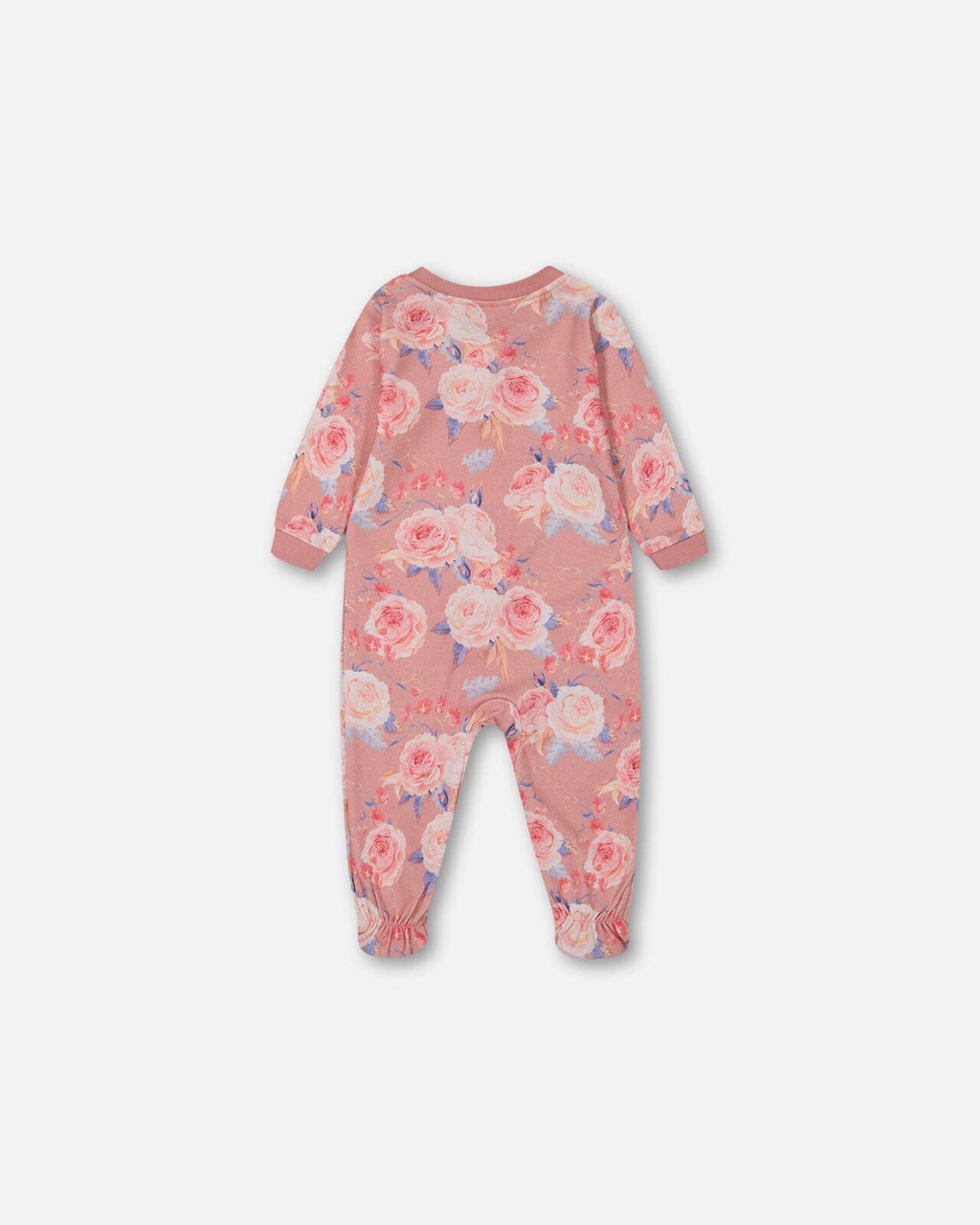 Organic Cotton One Piece Pajama Old Pink Printed Roses