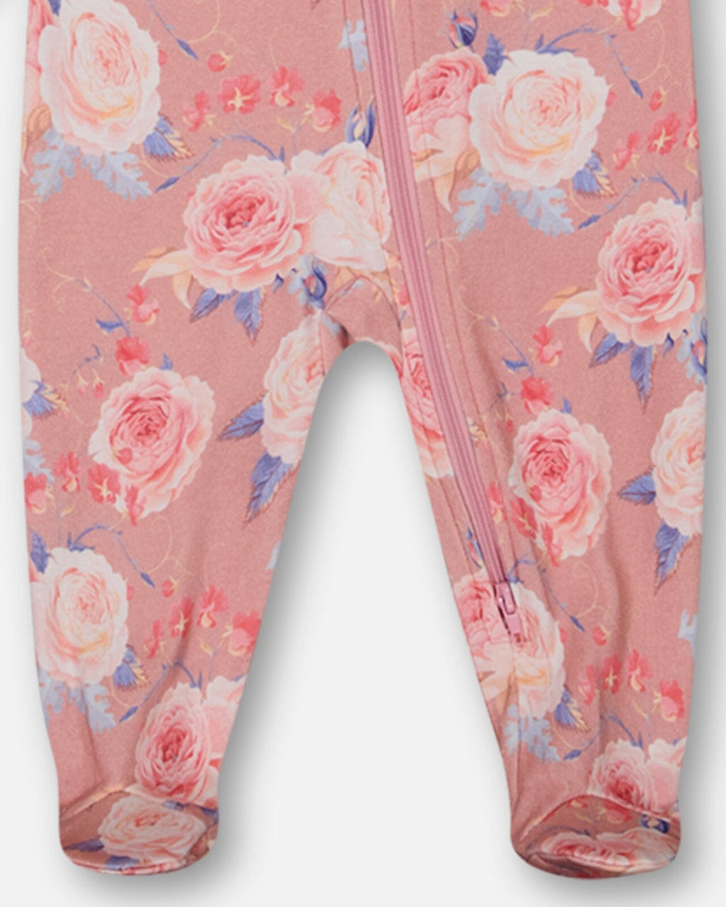 Organic Cotton One Piece Pajama Old Pink Printed Roses