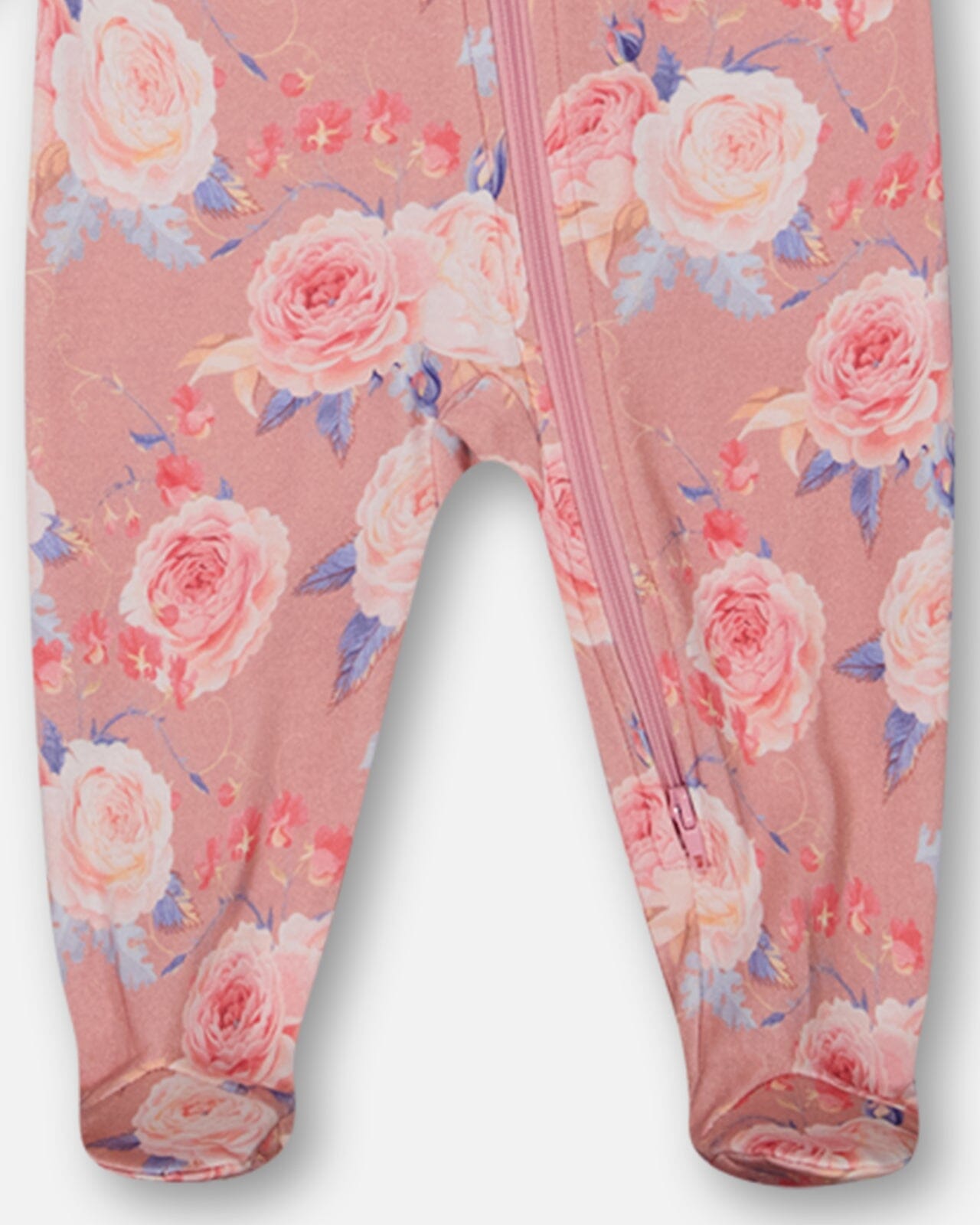 Organic Cotton One Piece Pajama Old Pink Printed Roses