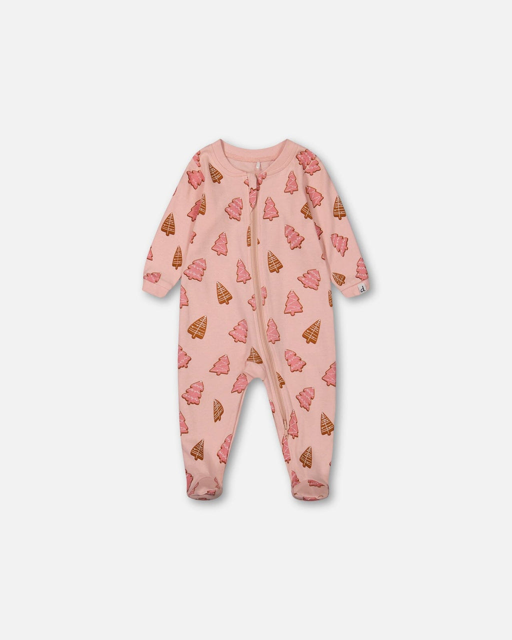 Organic Cotton One Piece Pajama Pink Christmas Cookies