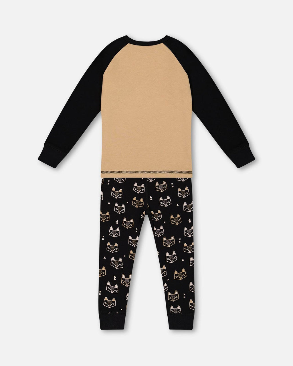 Organic Cotton Two Piece Pajama Set Black Printed Fox