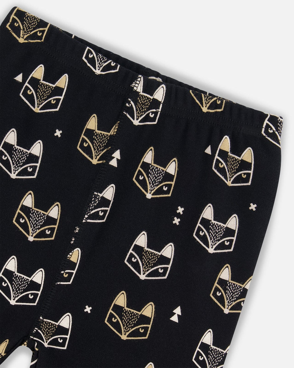 Organic Cotton Two Piece Pajama Set Black Printed Fox