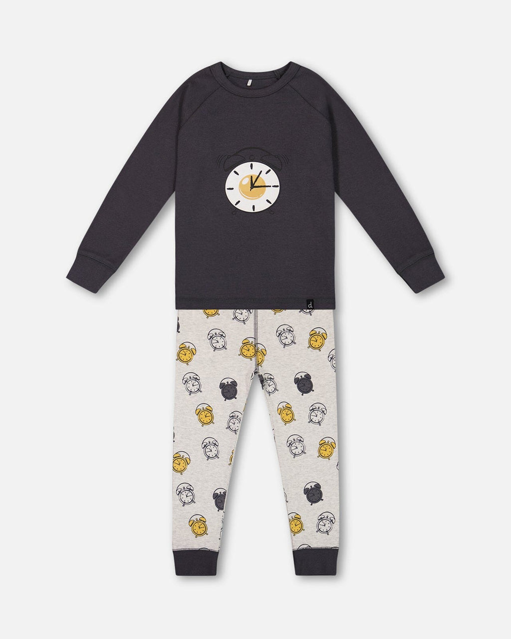 Organic Cotton Two Piece Pajama Set Gray Printed Egg-O-Clock
