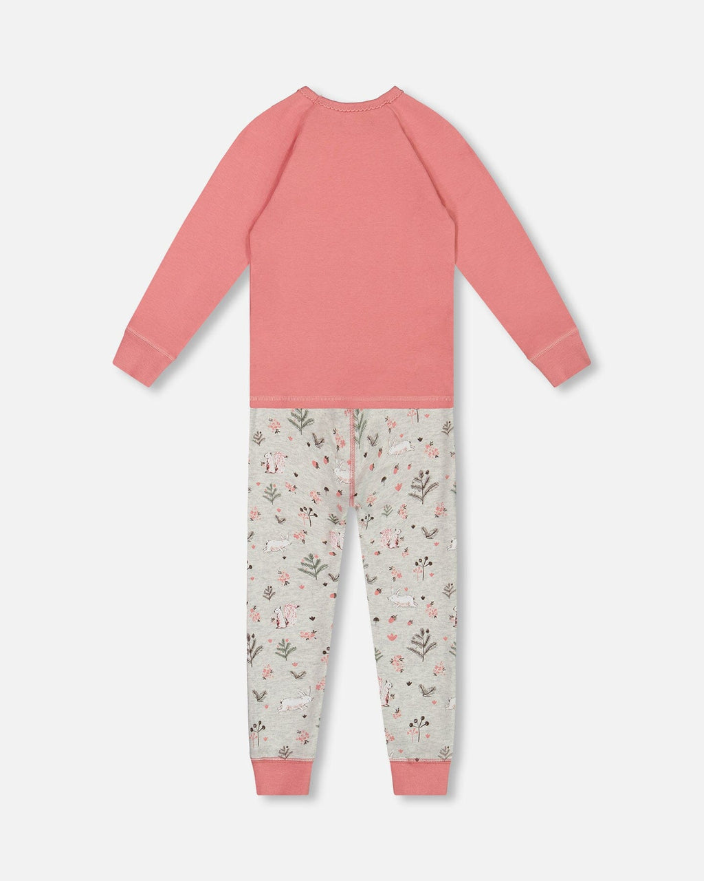 Organic Cotton Two Piece Pajama Set Beige Mix Printed Squirrel