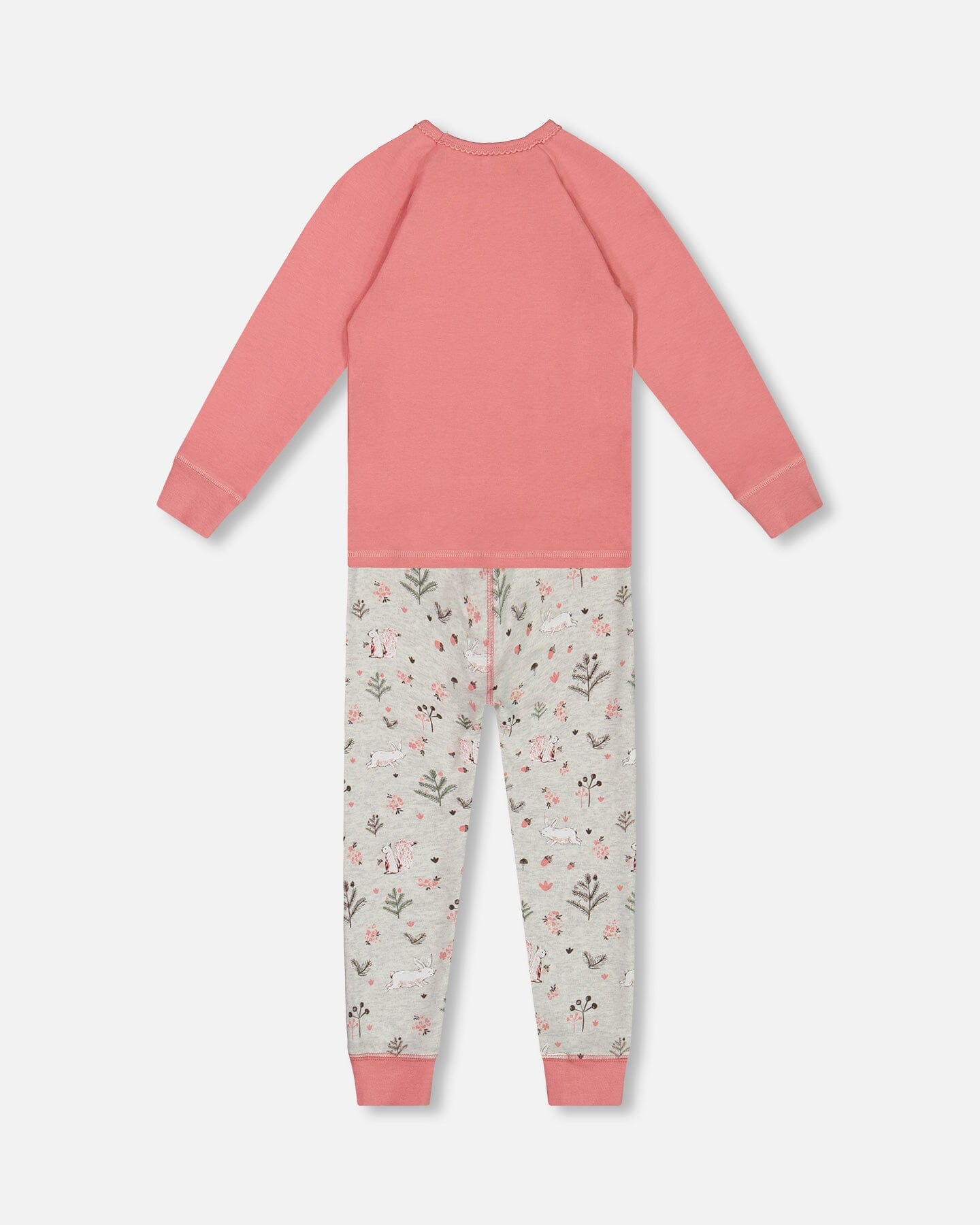 Organic Cotton Two Piece Pajama Set Beige Mix Printed Squirrel