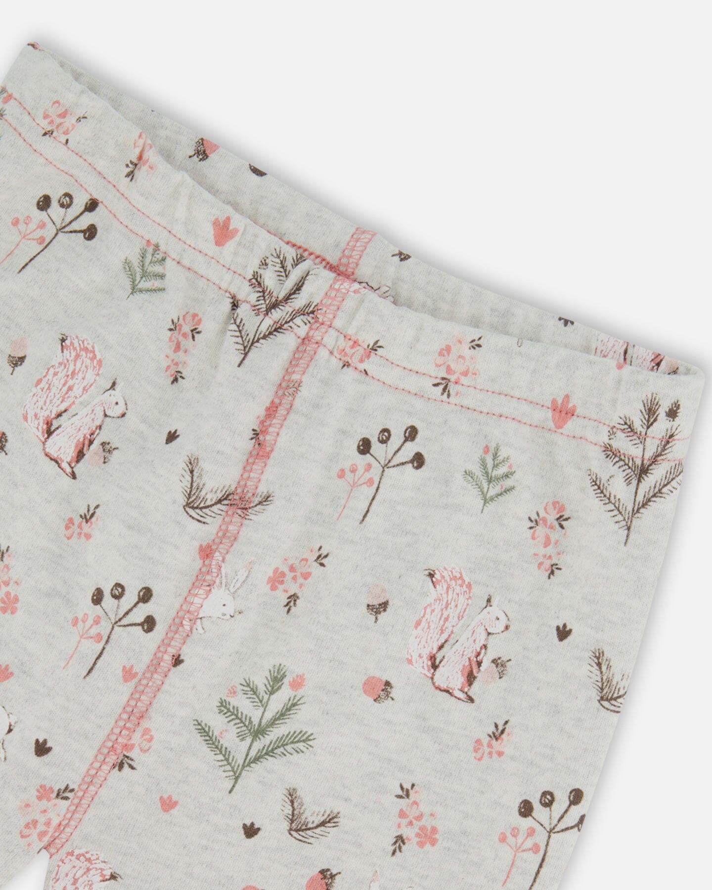 Organic Cotton Two Piece Pajama Set Beige Mix Printed Squirrel