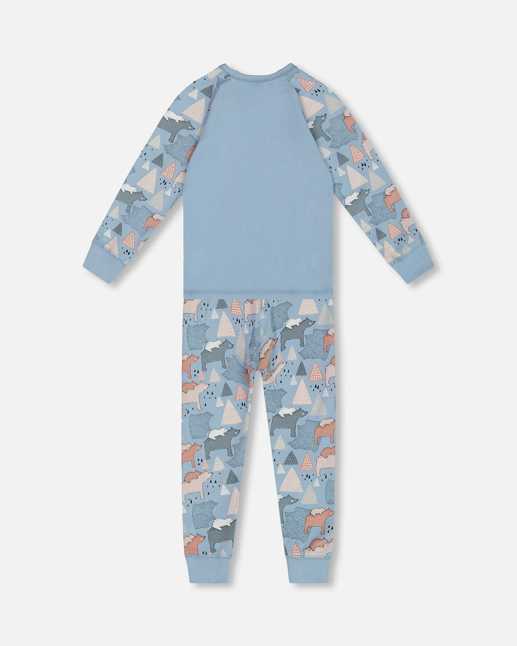Organic Cotton Two Piece Pajama Set Air Blue Printed Mama Bears
