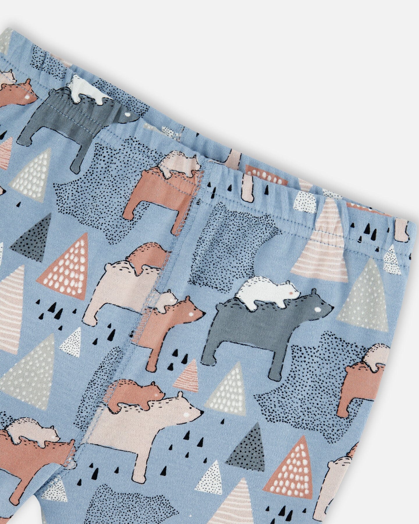 Organic Cotton Two Piece Pajama Set Air Blue Printed Mama Bears