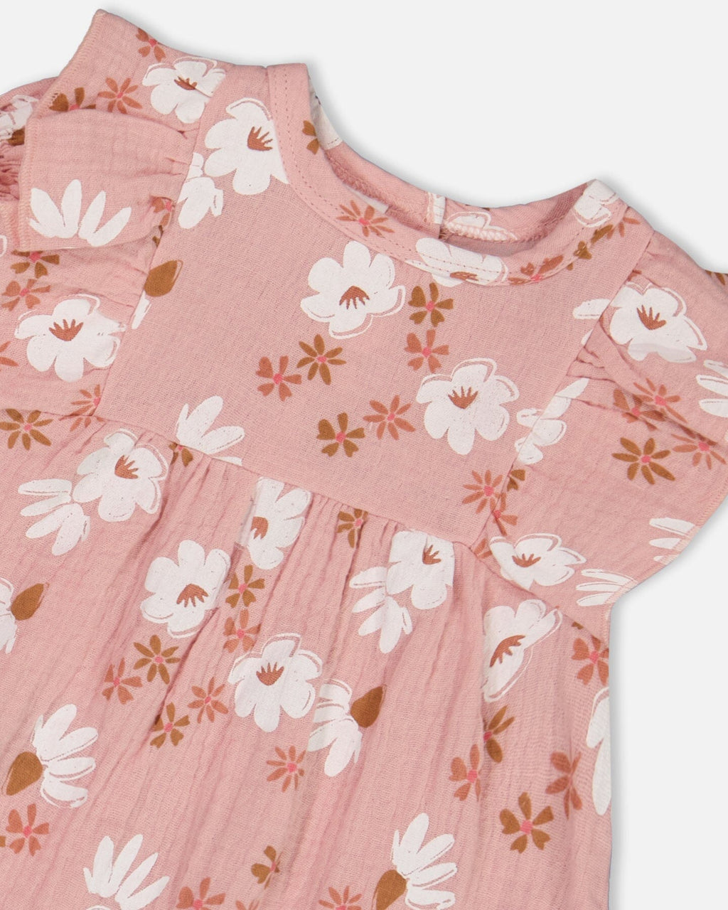 Printed Muslin Dress And Bloomer Set Pink And White Flowers