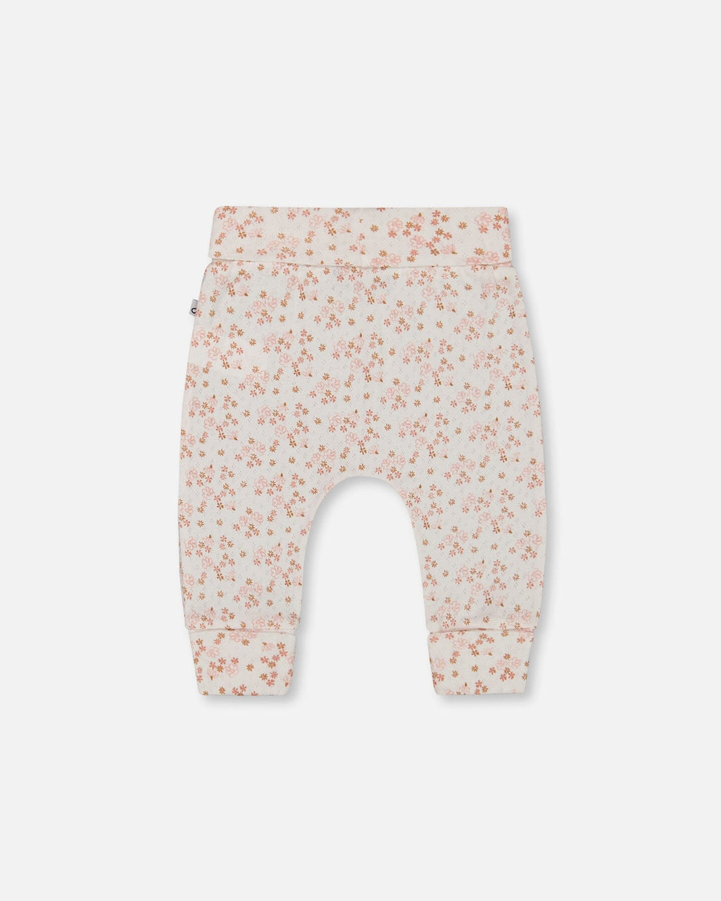 Organic Cotton Pointelle Evolutive Pant Printed Pink And White Flowers
