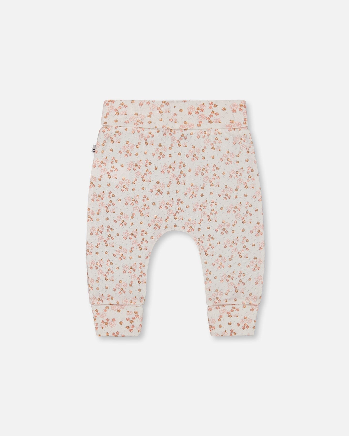 Organic Cotton Pointelle Evolutive Pant Printed Pink And White Flowers