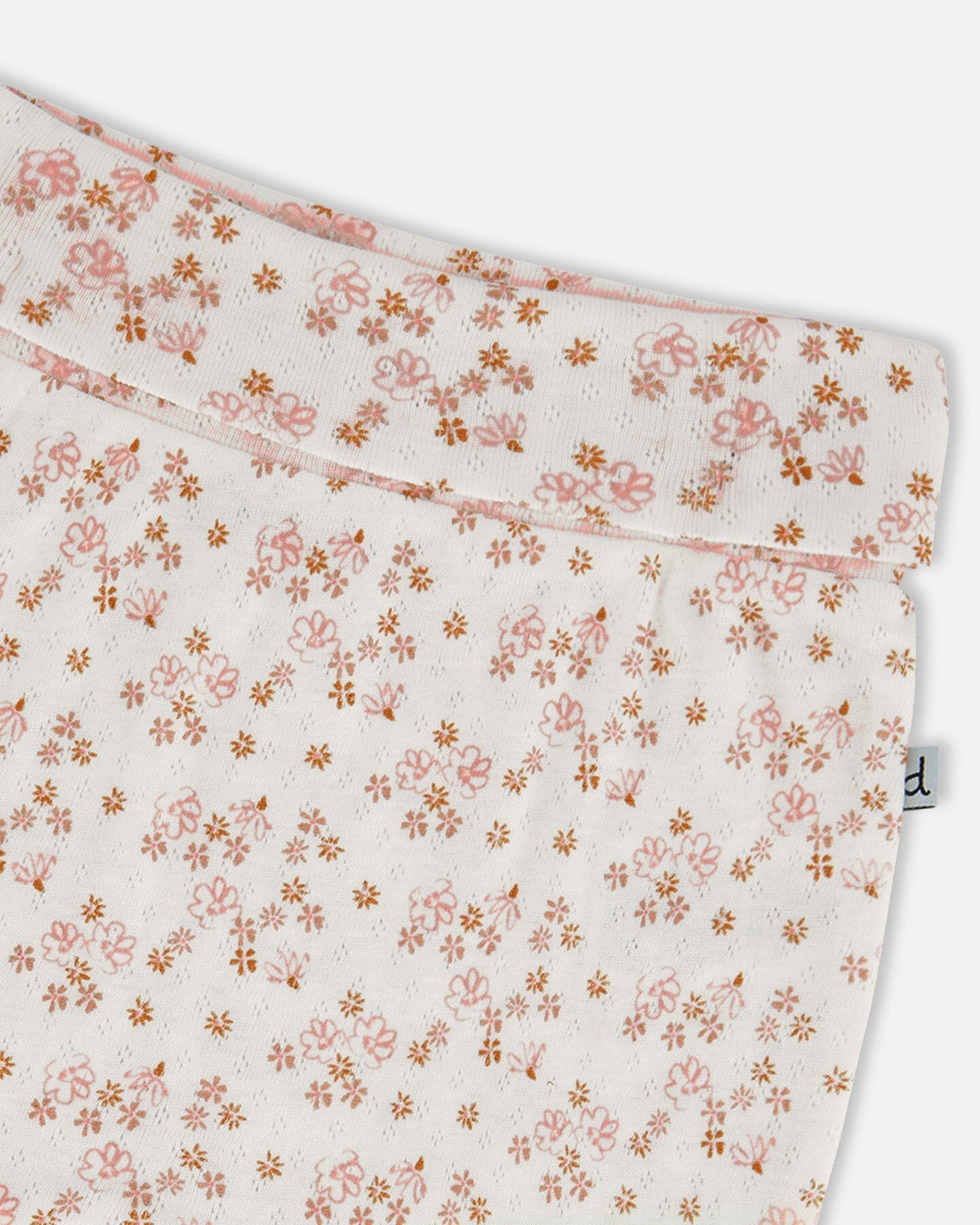 Organic Cotton Pointelle Evolutive Pant Printed Pink And White Flowers