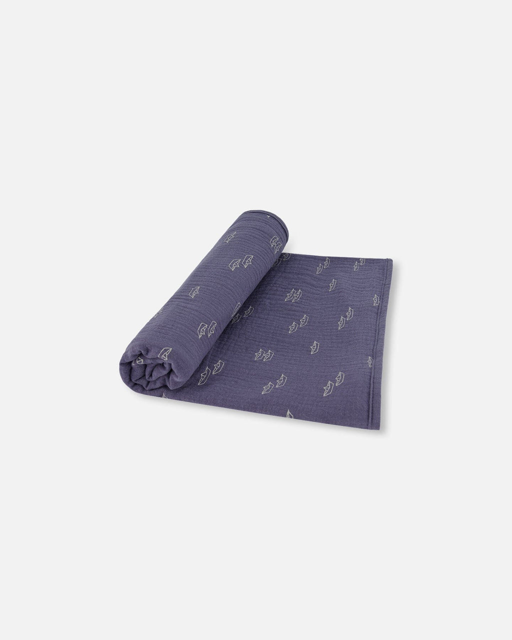 Printed Muslin Blanket Navy Blue Paper Boats