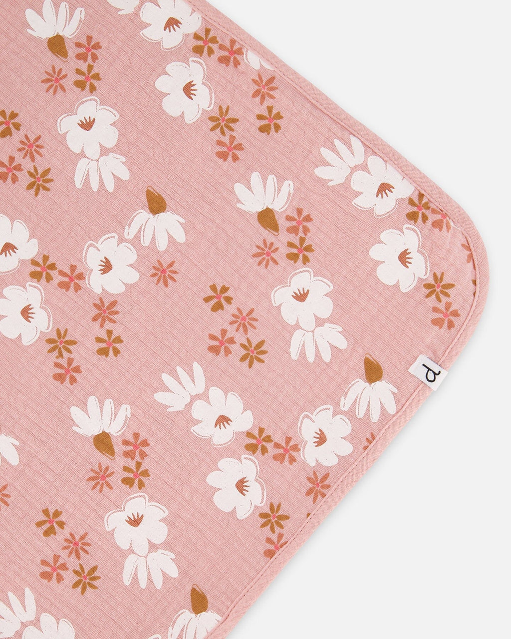 Printed Muslin Blanket Pink And White Flowers