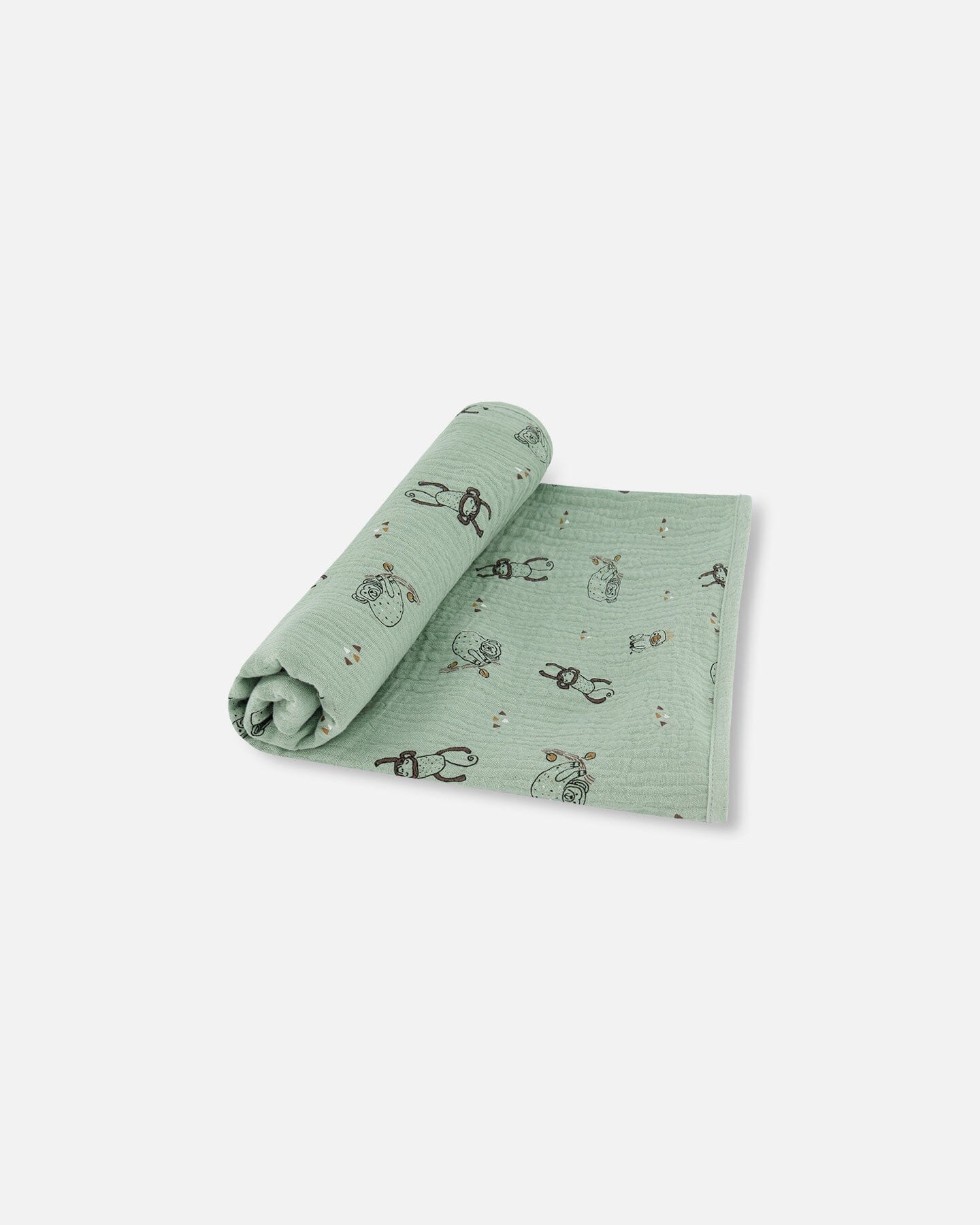 Printed Muslin Blanket Sage Monkey