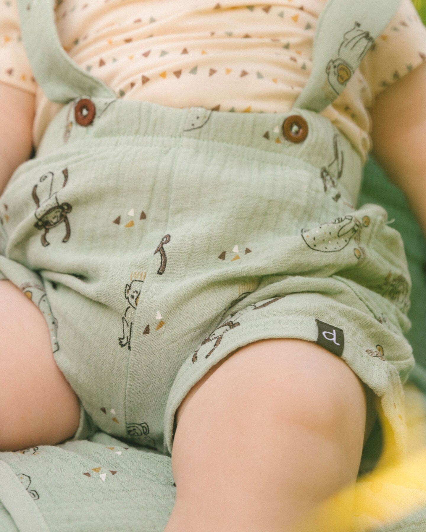 Printed Muslin Blanket Sage Monkey