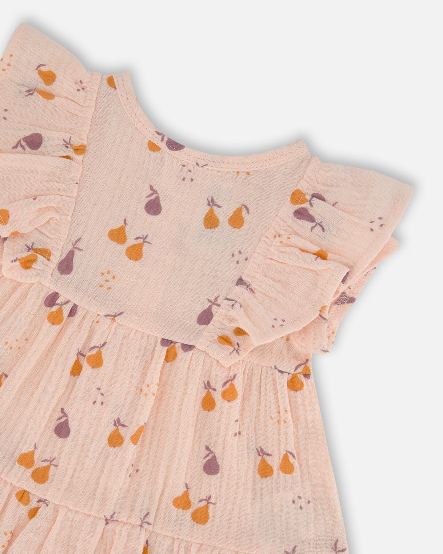 Printed Muslin Tunic And Organic Cotton Legging Set Peach With Pears And Purple