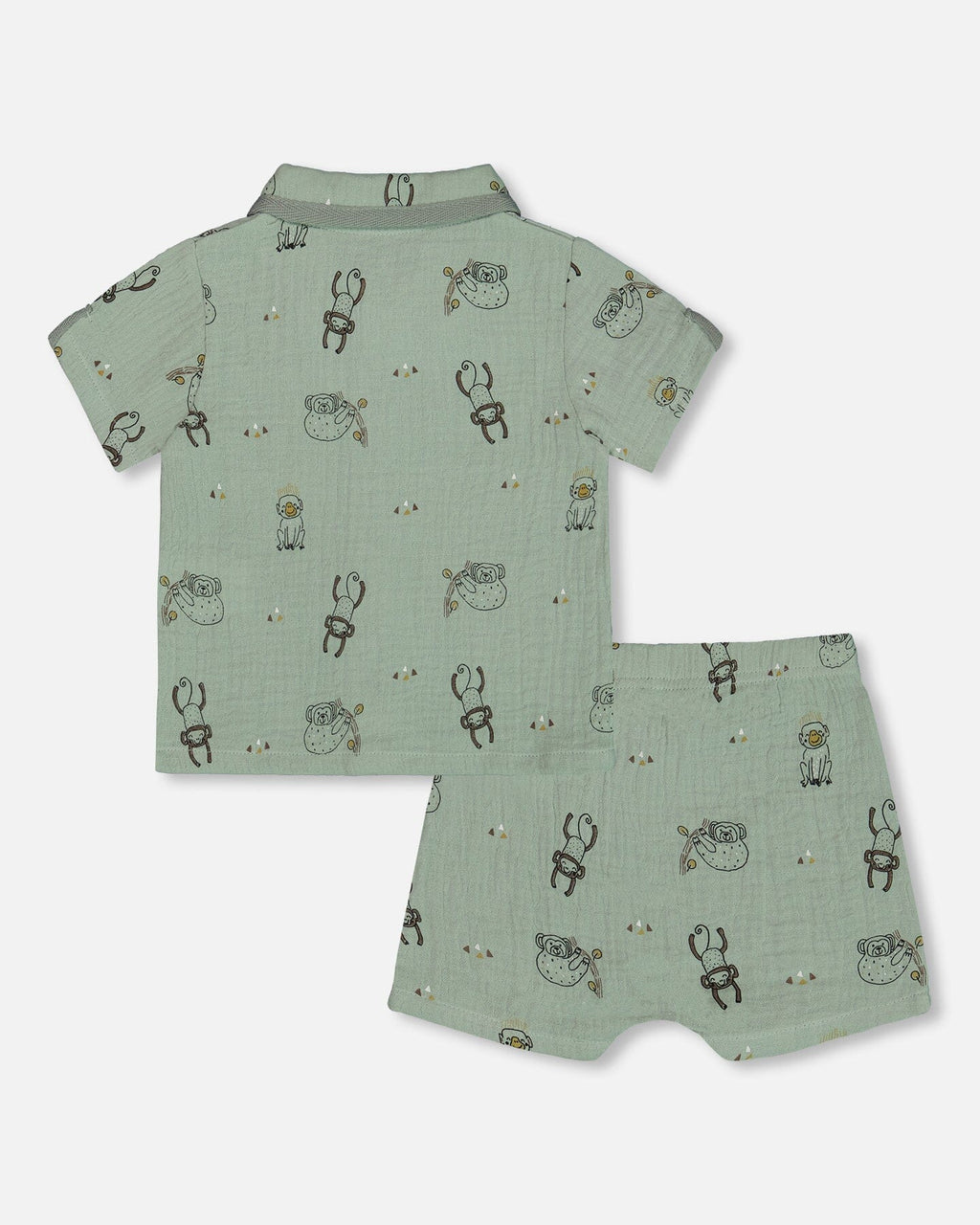Printed Muslin Shirt And Short Set Sage Monkey