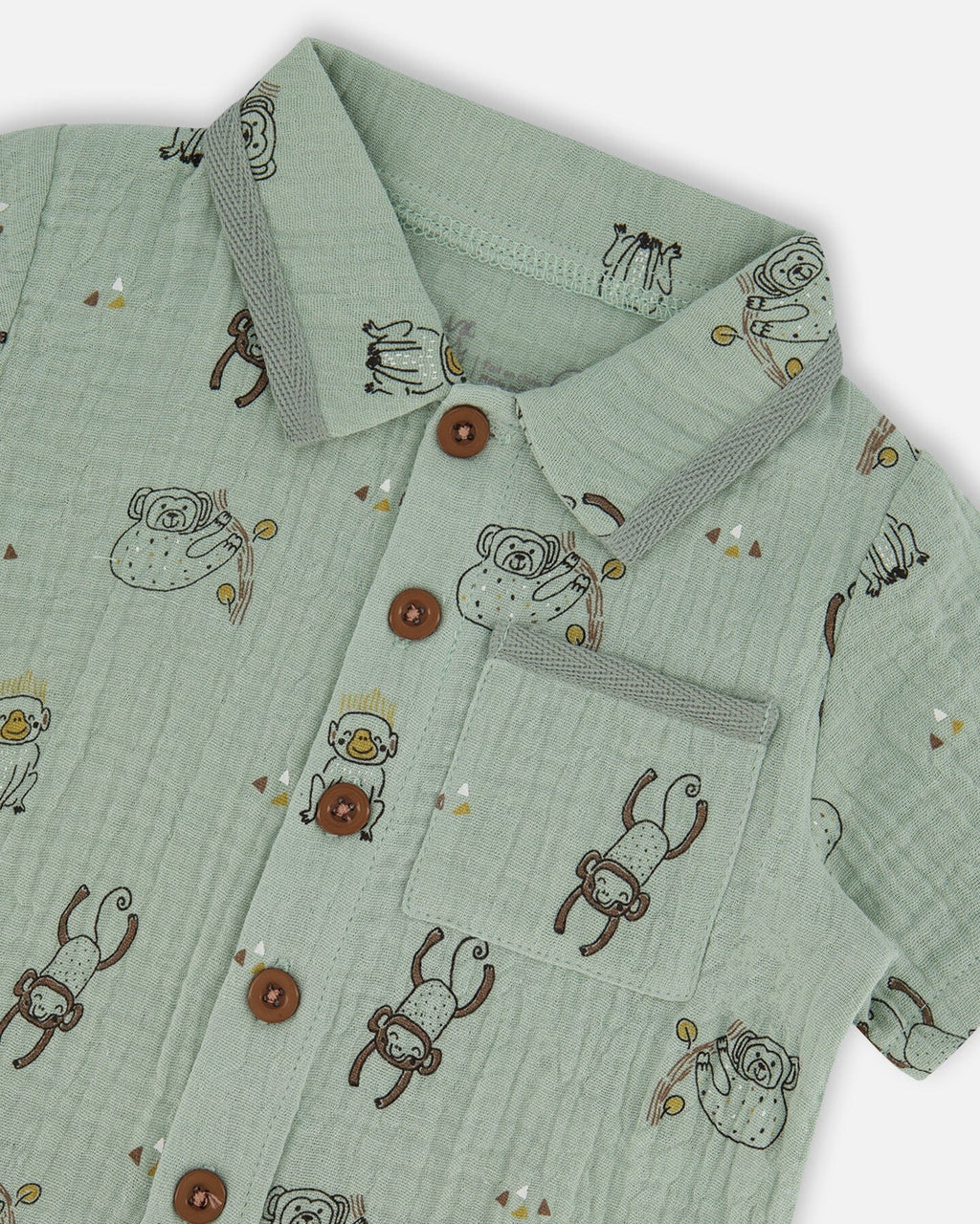 Printed Muslin Shirt And Short Set Sage Monkey