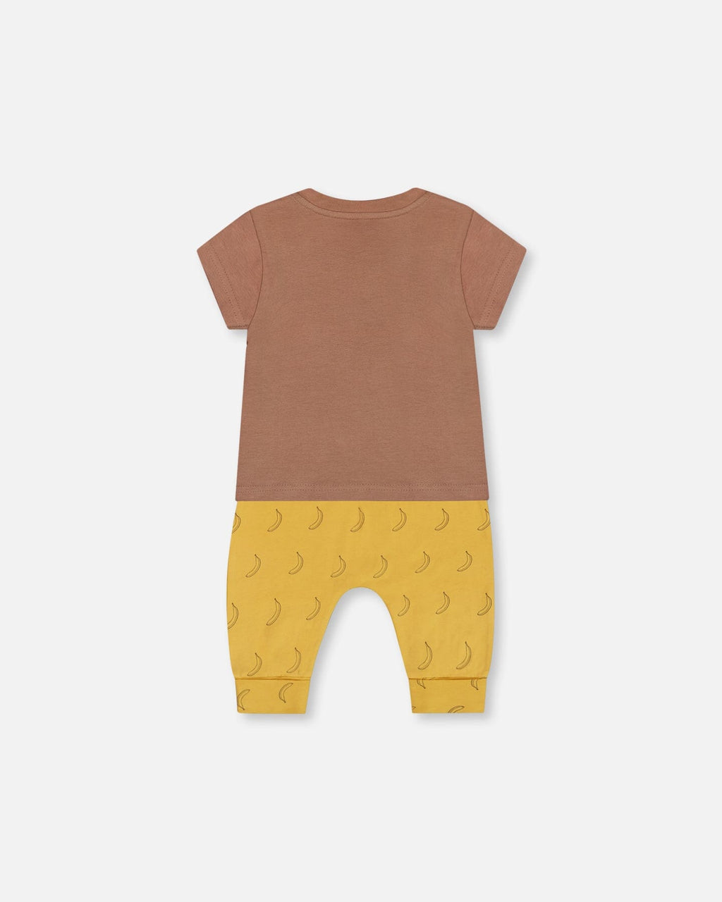 Printed Organic Cotton Top And Pant Set Yellow Bananas And Brown