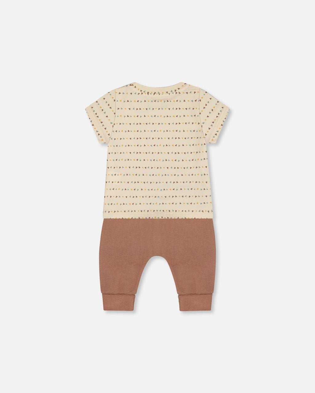 Printed Organic Cotton Top And Pant Set Brown, Beige, And Monkey