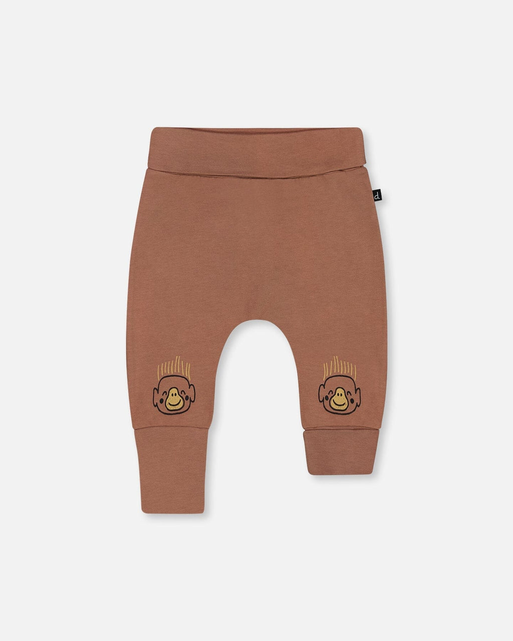 Printed Organic Cotton Evolutive Pant Brown And Monkeys