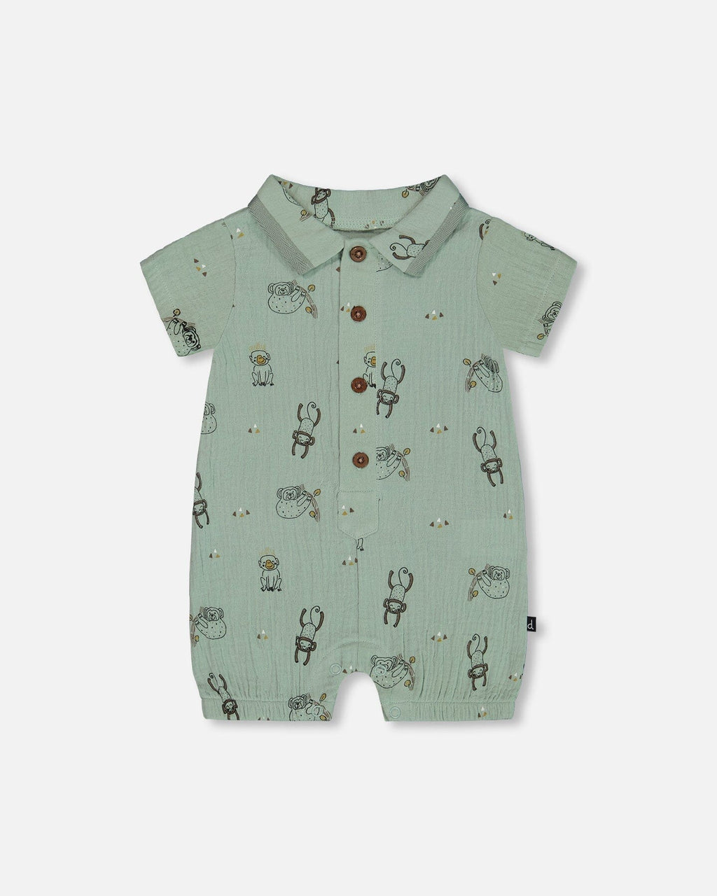 Printed Muslin Romper Sage Monkey