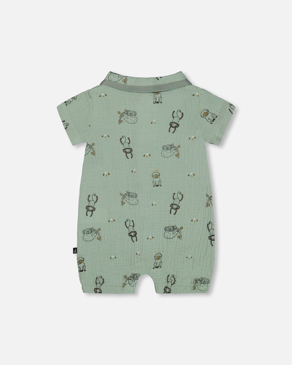 Printed Muslin Romper Sage Monkey