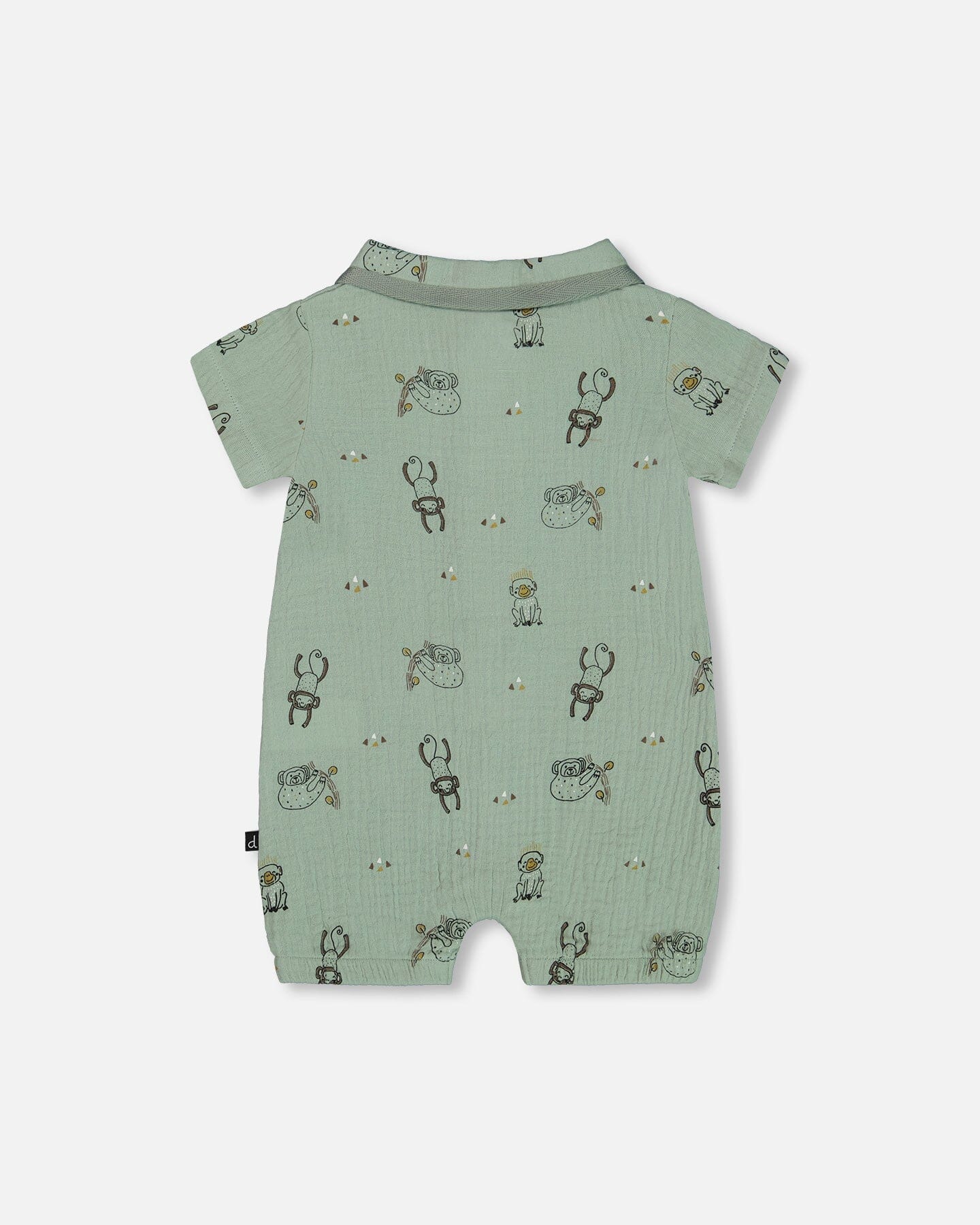 Printed Muslin Romper Sage Monkey
