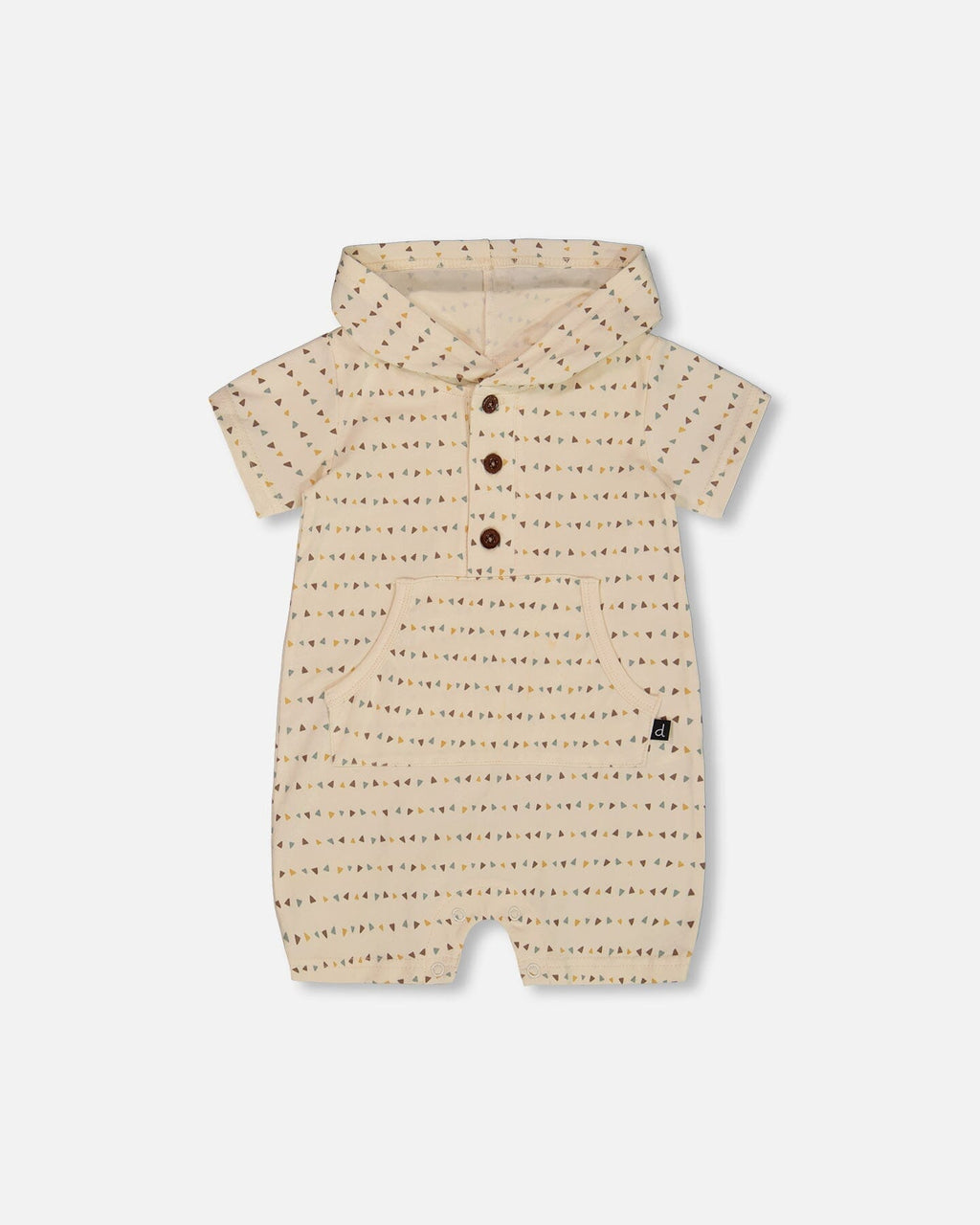 Printed Organic Cotton Hooded Romper Off-White