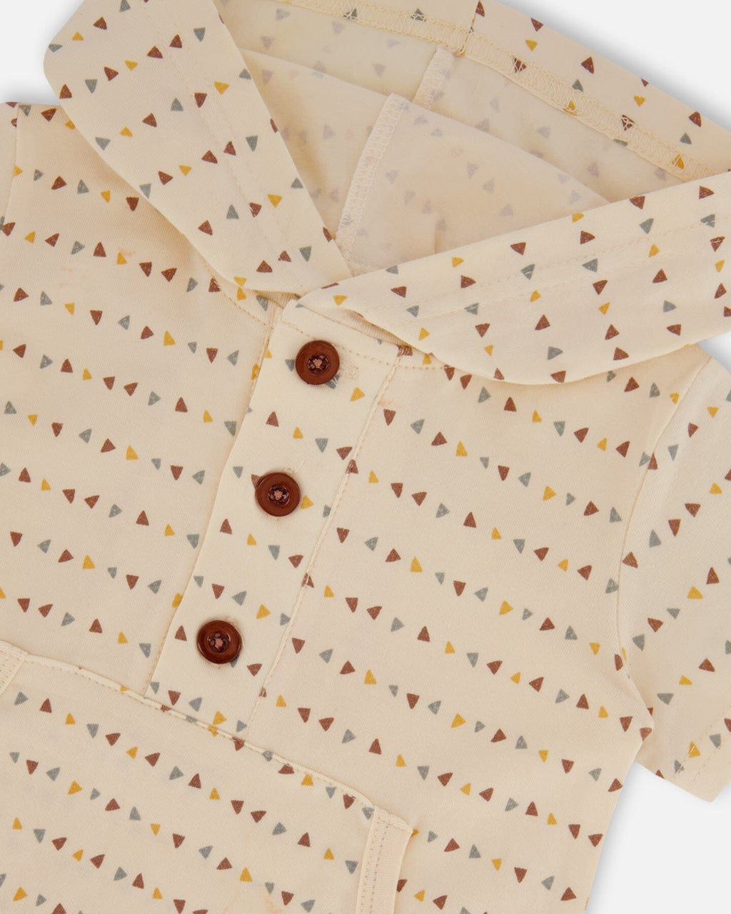 Printed Organic Cotton Hooded Romper Off-White