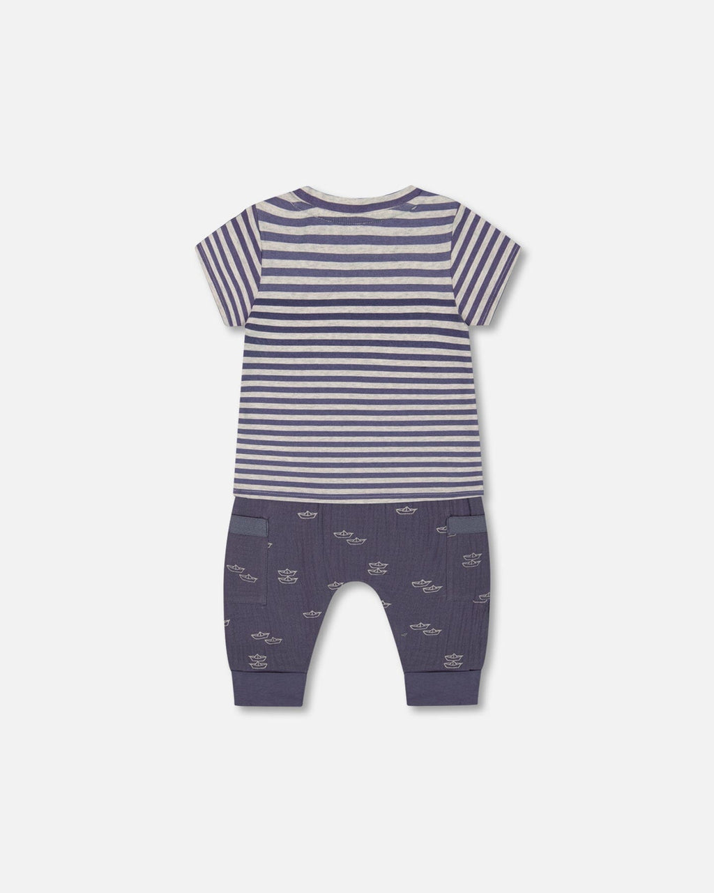 Organic Cotton Top And Muslin Pant Set Striped Navy